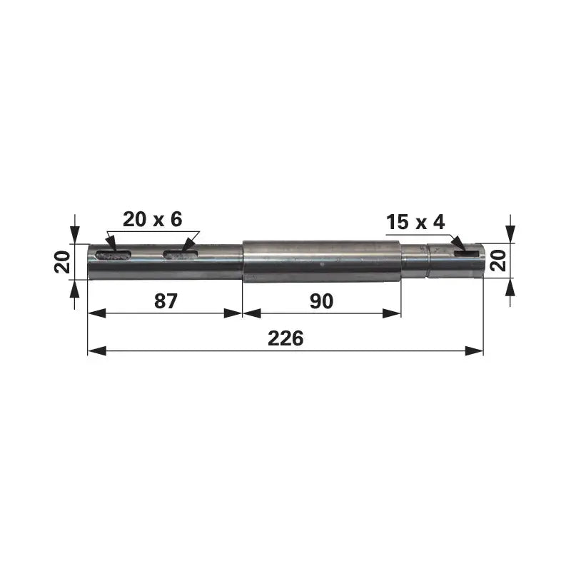 Messerwelle 226 mm Ersatz für GGP 2502080100 und 2502080101 passend für TC 102 und TC 122 linkslaufend
