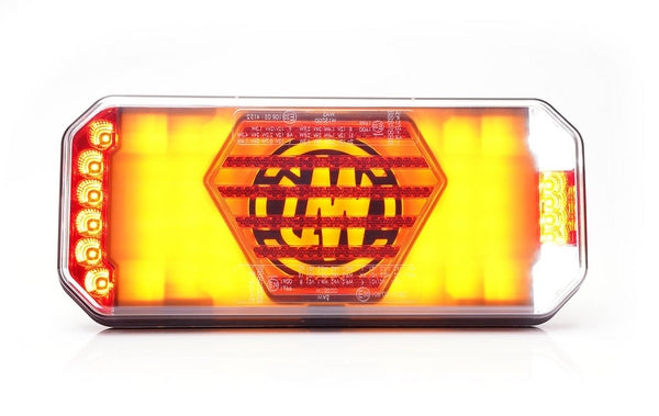 Multifunktions-Rücklicht LED, links, rot/orange/weiß, 12-24V, 236x104x40,5mm passend für Universal