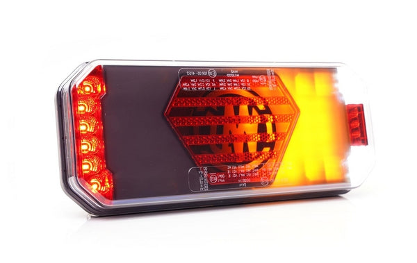 Multifunktions-Rücklicht LED, links, rot/orange/weiß, 12-24V, 236x104x40,5mm passend für Universal