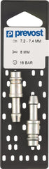 Prevost Schnellkupplungsstecker, DN 7,4, Euro-Profil, 13-mm-Schlauchanschluss, ERP-07, 2 Stück. ERP 076813P2