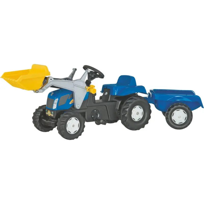 rollytoys rolly Kid New Holland T7550 023929 – Tretfahrzeug mit Lader und Anhänger für Kinder
