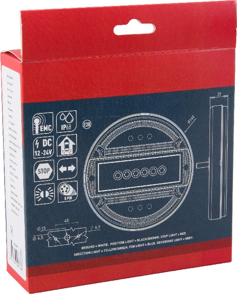 Rücklicht multifunktional rund 5 pins LED 12-24V passend für Universal