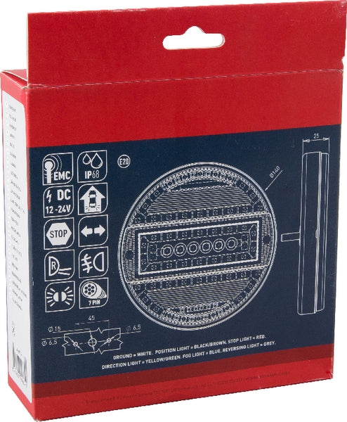 Rücklicht multifunktional rund 7 pins LED 12-24V passend für Universal