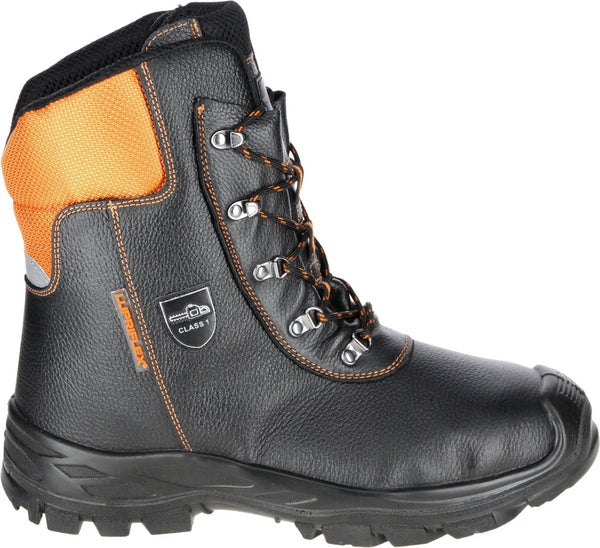 Schnittschutzstiefel, Größe 38/UK 5, Schwarz/Orange, Eco Hunter basic, Lupriflex, 1 Paar