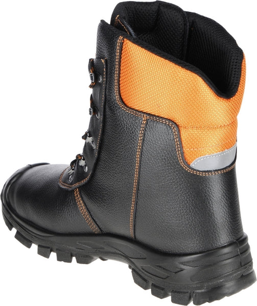 Schnittschutzstiefel, Größe 50/UK 50, Schwarz/Orange, Eco Hunter Basic, Lupriflex, 1 Paar