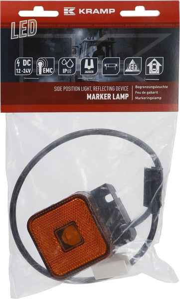 Seitenmarkierungsleuchte quadratisch mit Jaegeranschluss und Halter LED 12-24V passend für Universal