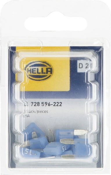 Sicherung, 15A, Blau, 16.3mm, 10Stk., Hella