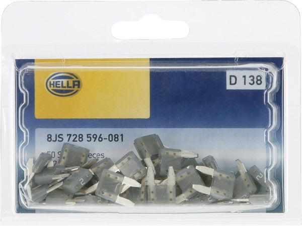 Sicherung, Stecksicherung, Mini, 2A, Grau, 10.90mm, 50Stk., Hella