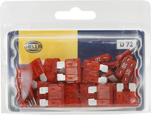 Sicherung, Stecksicherung, Standard, 10A, Rot, 18.54mm, 50Stk., Hella