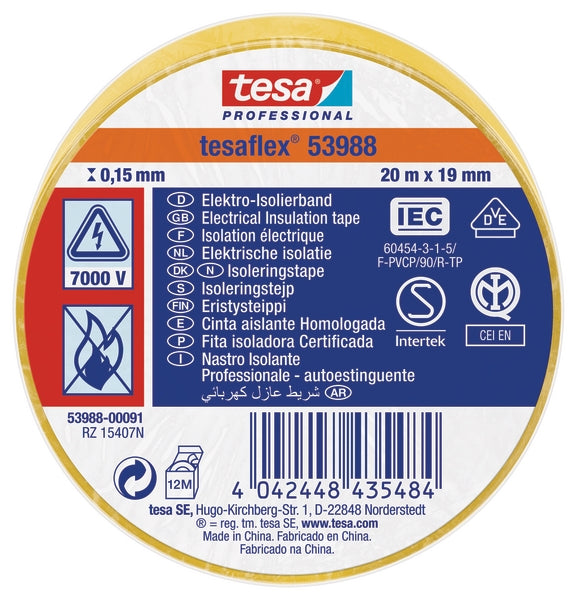 TESA Isolierband, gelb, 20 m x 19 mm TesaFLEX®
