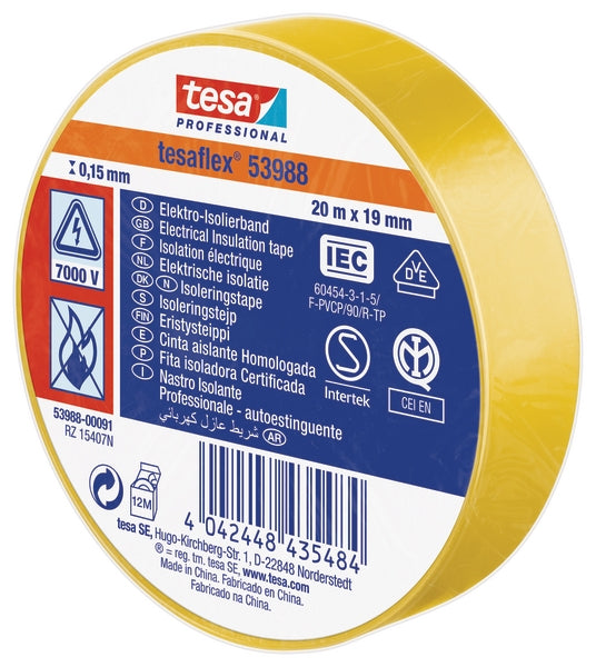TESA Isolierband, gelb, 20 m x 19 mm TesaFLEX®