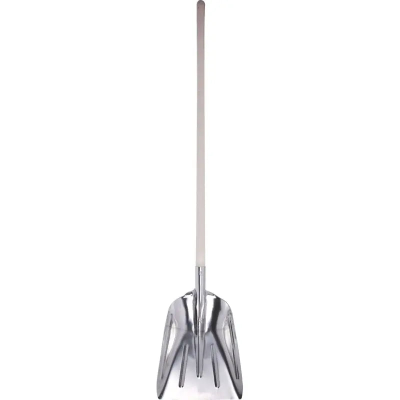 Universalschaufel Aluminium Offner 39x33 cm mit gebogenem Hartholzstiel, Seitenansicht