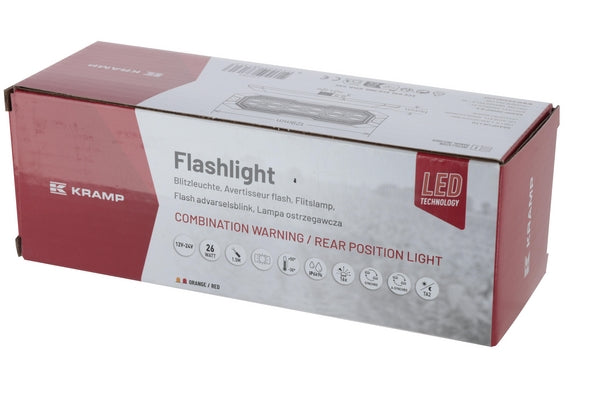 Warnblinkleuchte / Schlussleuchte LED, rechteckig, 12/24V, orange/rot, 129x41x14mm, 12/42 LEDs passend für Universal